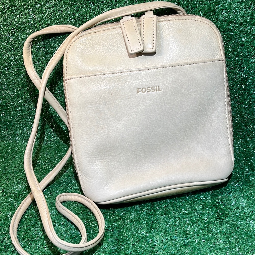 FOSSIL SL3535 CREAM LEATHER CROSSBODY BAG purse